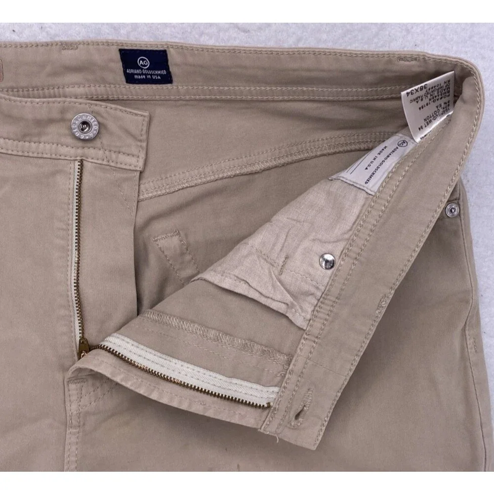 AG Adriano Goldschmied The Protege Straight Leg Pants 38x34 Khaki Tan Made in US